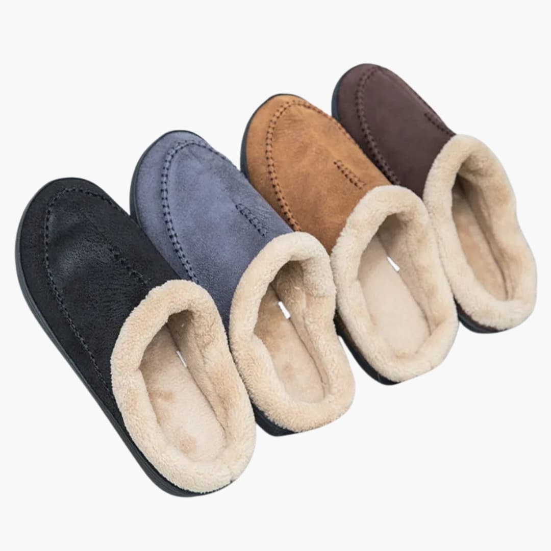 Herren Slip On Hausschuhe mit Plüschfutter