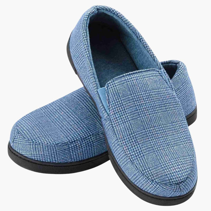 Herren Slipper Loafers mit Karomuster und strukturierter Außensohle