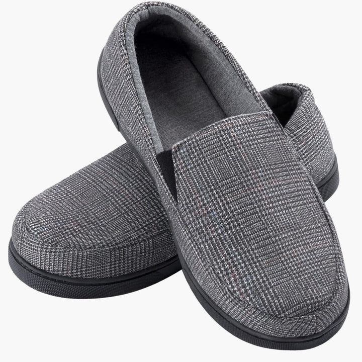 Herren Slipper Loafers mit Karomuster und strukturierter Außensohle