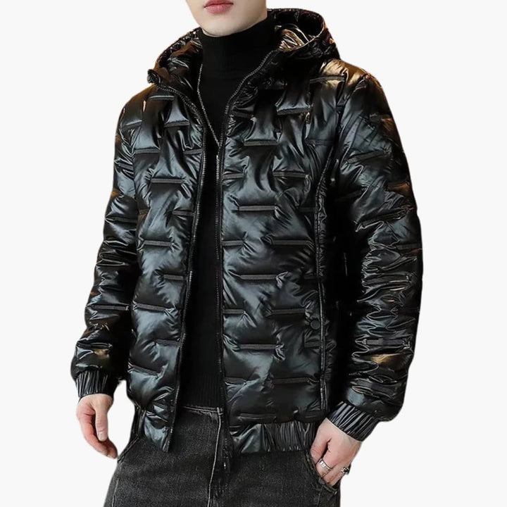 Herren Steppjacke mit Kapuze und Reißverschluss