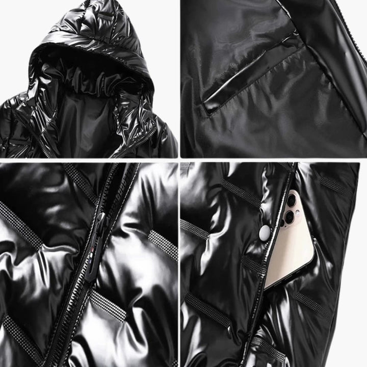 Herren Steppjacke mit Kapuze und Reißverschluss