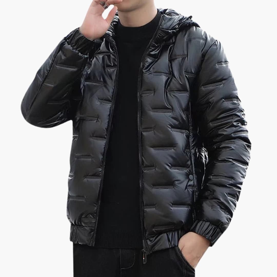 Herren Steppjacke mit Kapuze und Reißverschluss