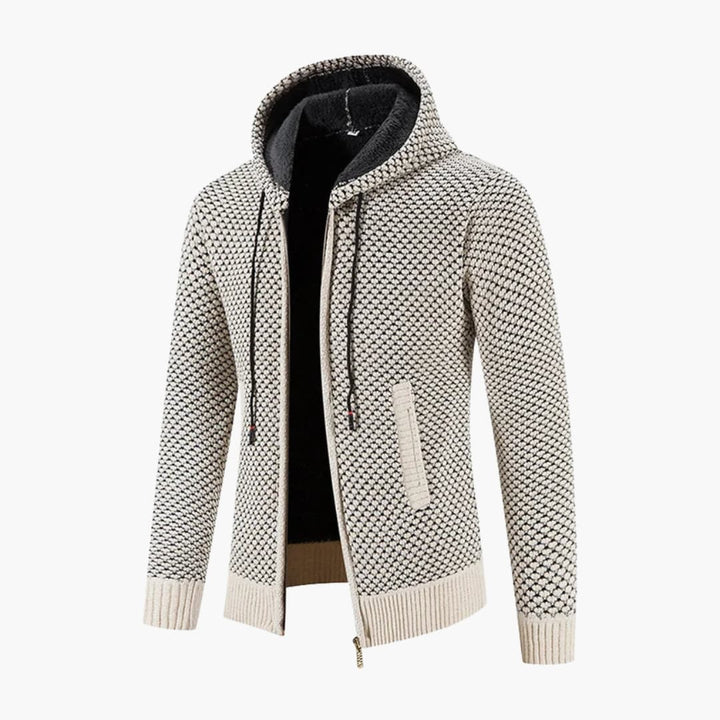 Herren Strickjacke mit Kapuze und Reißverschluss