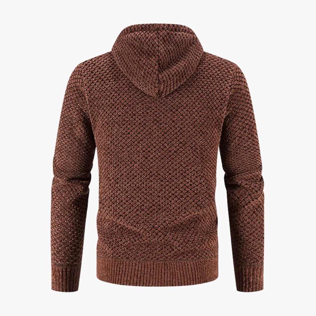 Herren Strickjacke mit Kapuze und Reißverschluss
