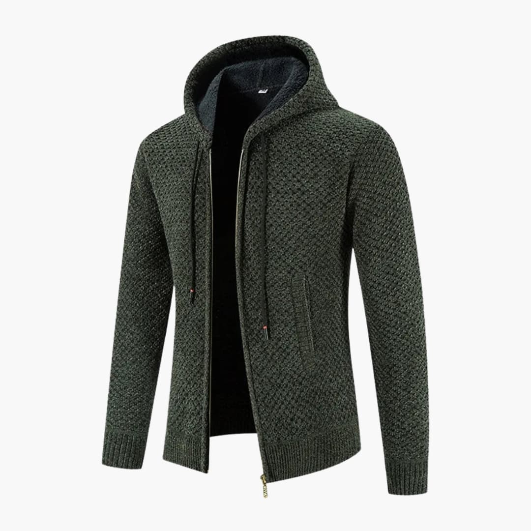 Herren Strickjacke mit Kapuze und Reißverschluss
