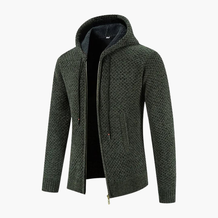 Herren Strickjacke mit Kapuze und Reißverschluss