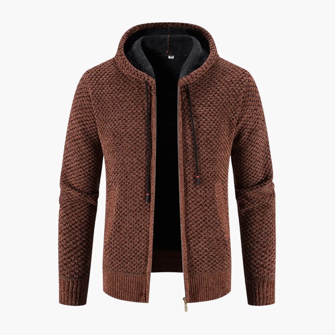 Herren Strickjacke mit Kapuze und Reißverschluss