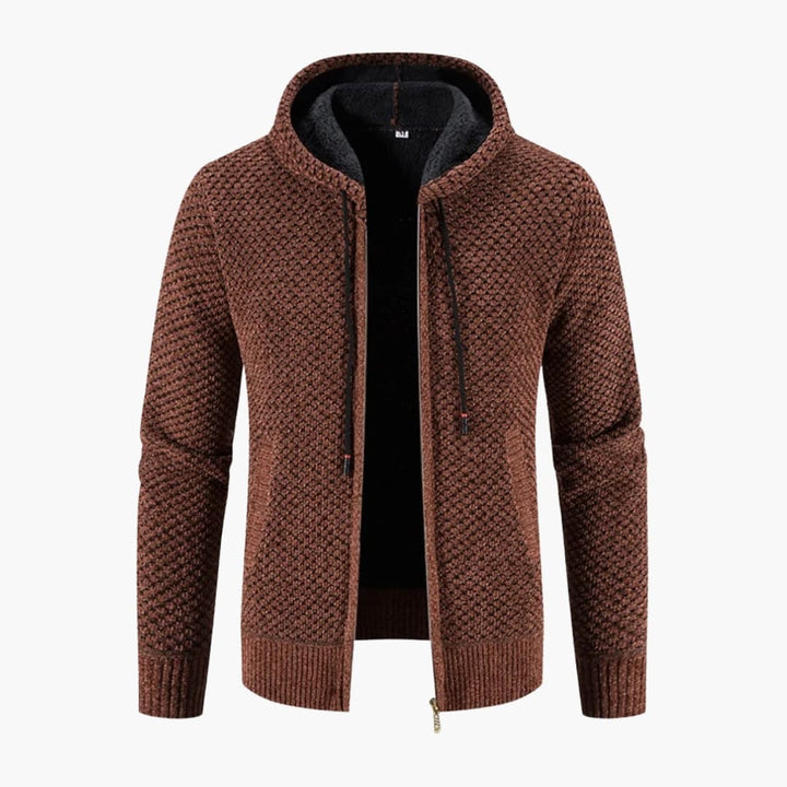 Herren Strickjacke mit Kapuze und Reißverschluss