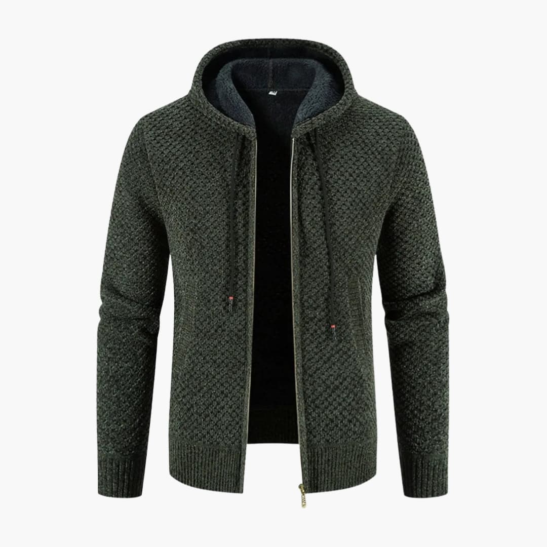 Herren Strickjacke mit Kapuze und Reißverschluss