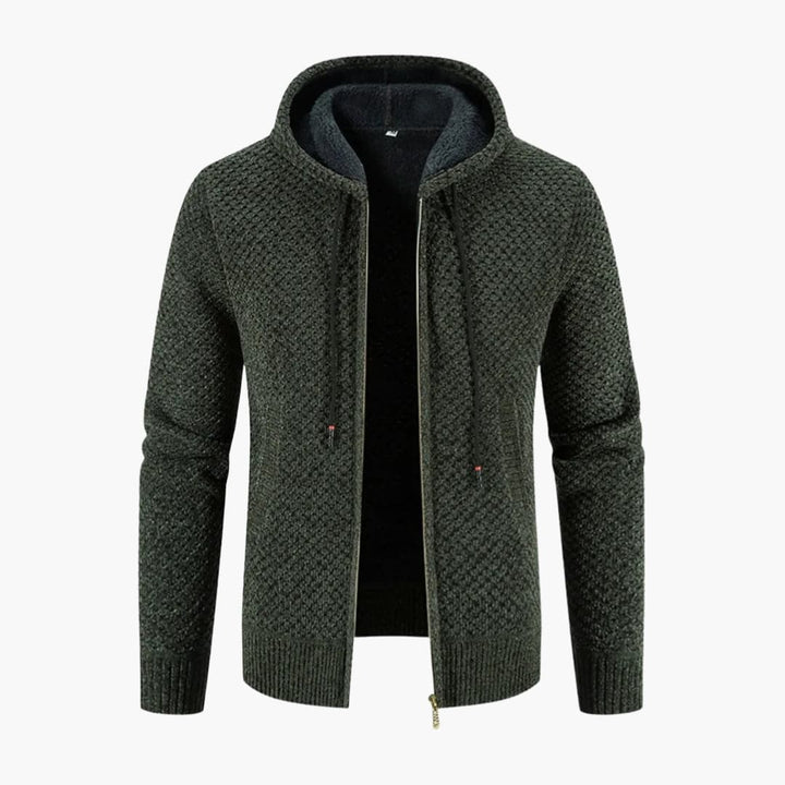 Herren Strickjacke mit Kapuze und Reißverschluss
