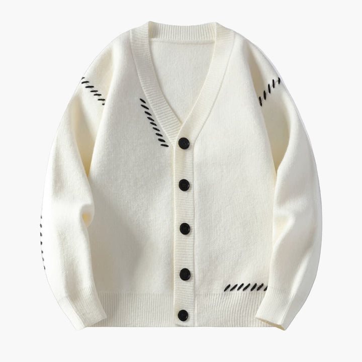 Herren Strickjacke mit Knopfleiste und V Ausschnitt