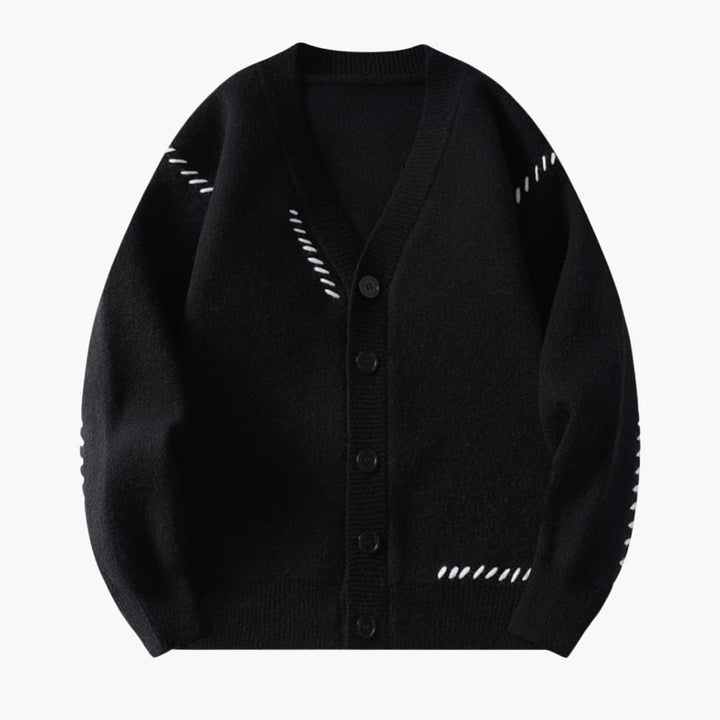 Herren Strickjacke mit Knopfleiste und V Ausschnitt