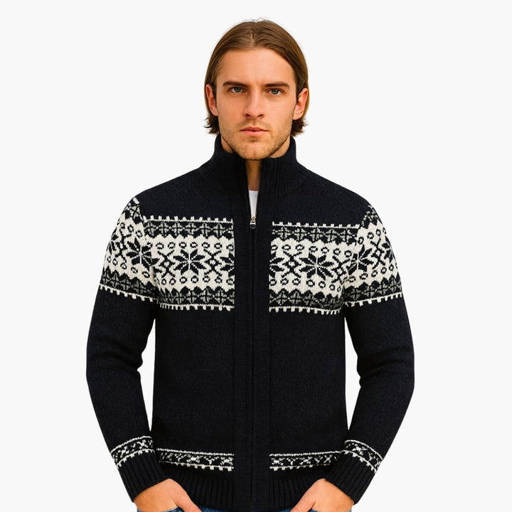 Herren Strickjacke mit Reißverschluss und Stehkragen