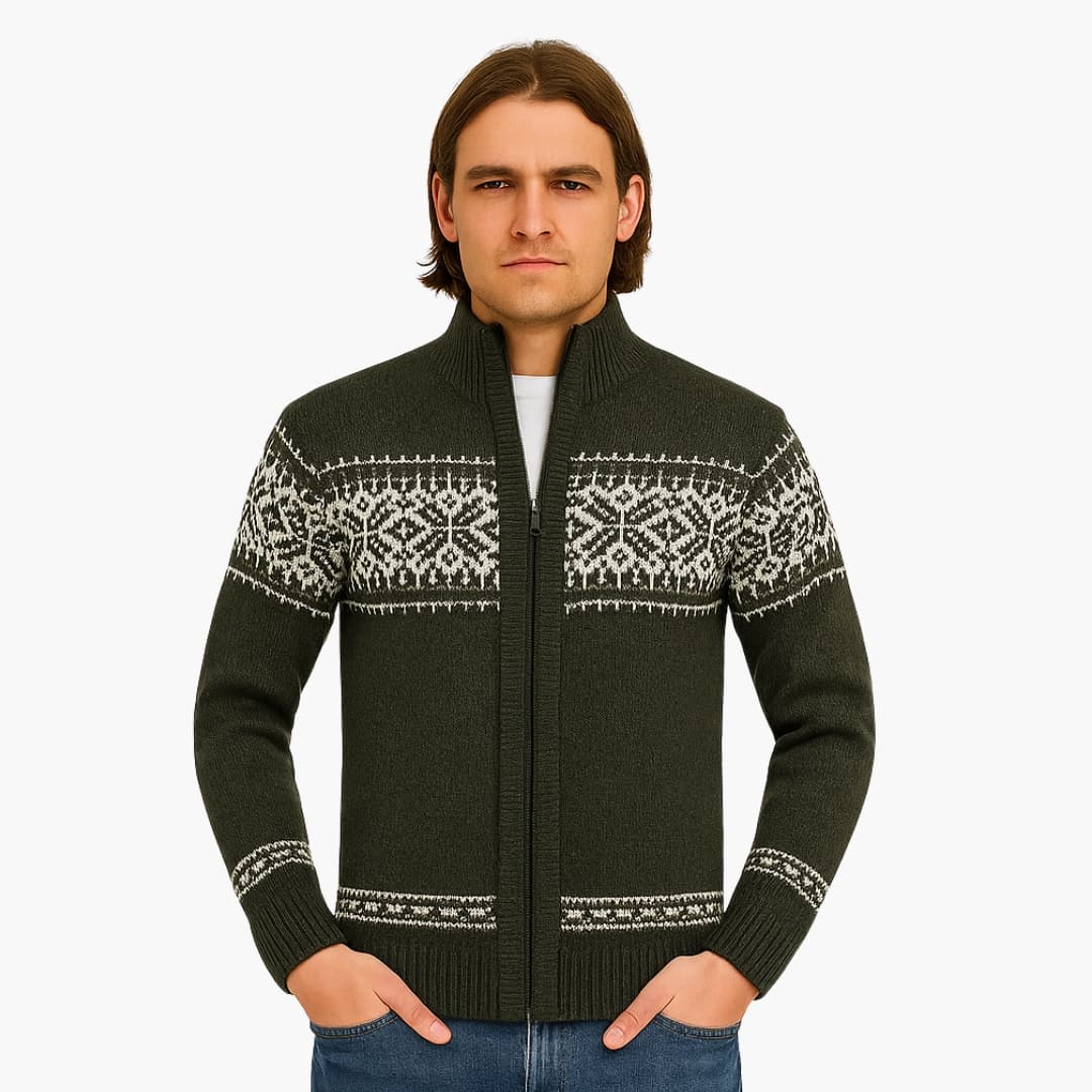 Herren Strickjacke mit Reißverschluss und Stehkragen
