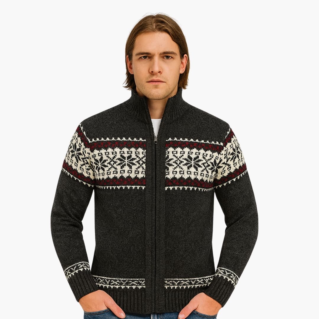 Herren Strickjacke mit Reißverschluss und Stehkragen
