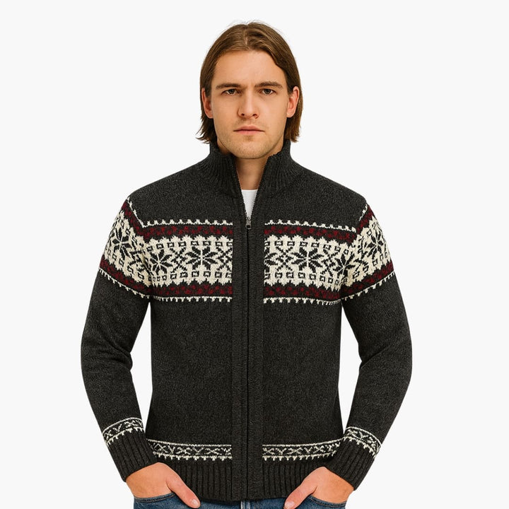 Herren Strickjacke mit Reißverschluss und Stehkragen