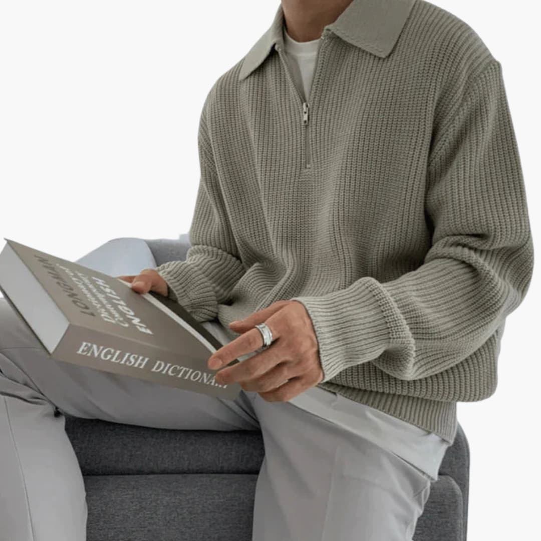 Herren Strickpullover mit Halbzipp