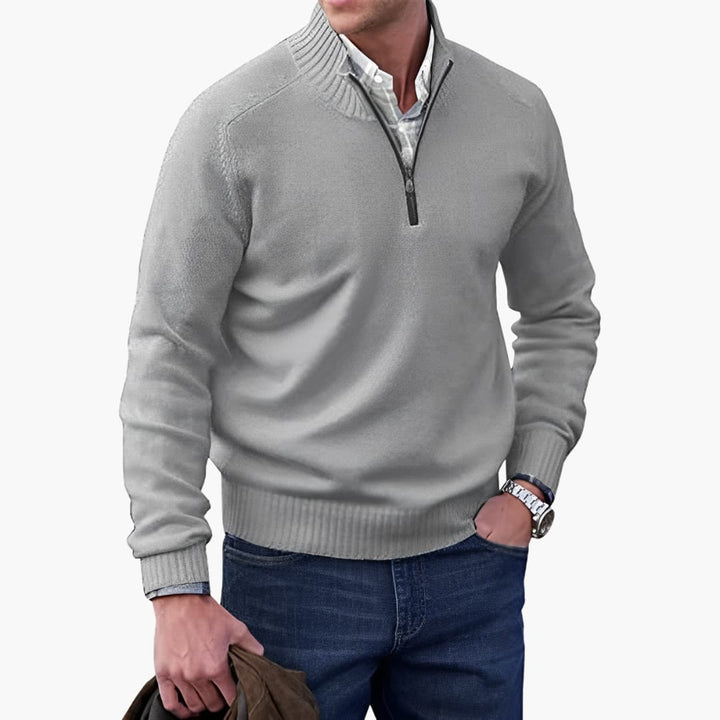 Herren Strickpullover mit Rippkragen