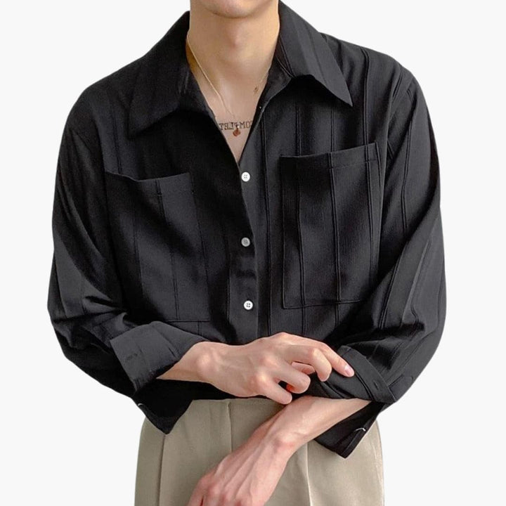 Herren T Shirt mit Rundhalsausschnitt und Rippstruktur