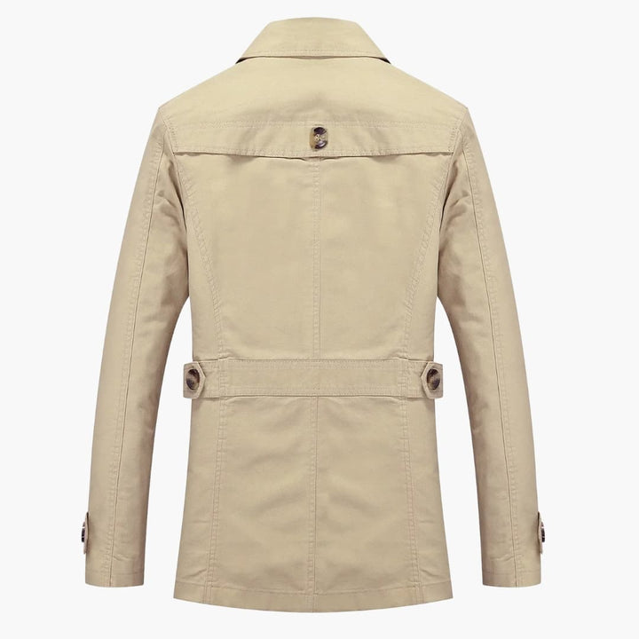 Herren Trench coat mit Knopfverschluss und Taschen Details