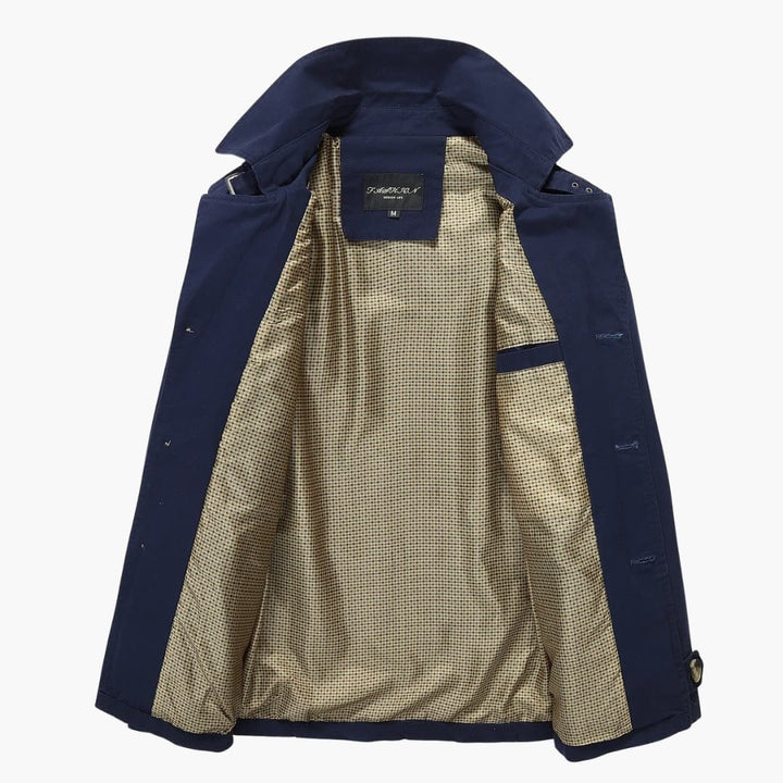 Herren Trench coat mit Knopfverschluss und Taschen Details