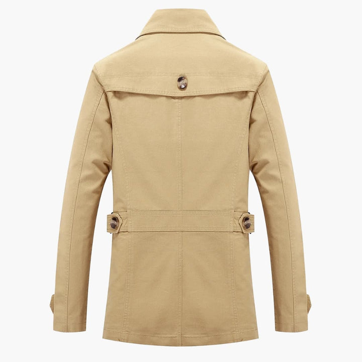 Herren Trench coat mit Knopfverschluss und Taschen Details