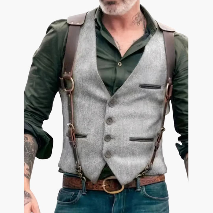 Herren Weste mit V Ausschnitt und Knopfverschluss