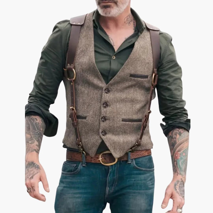 Herren Weste mit V Ausschnitt und Knopfverschluss
