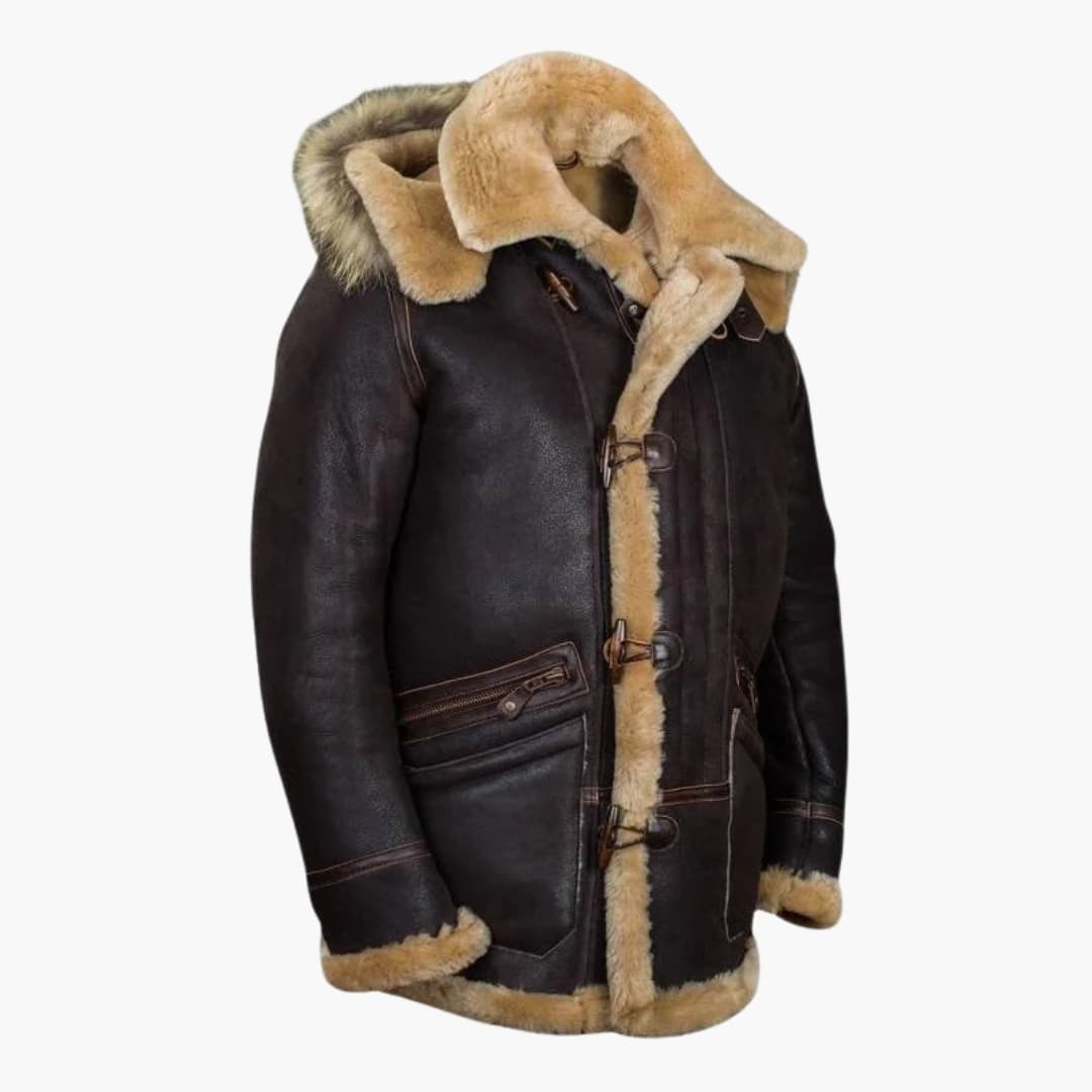 Herren Winterjacke mit Lammfellkapuze