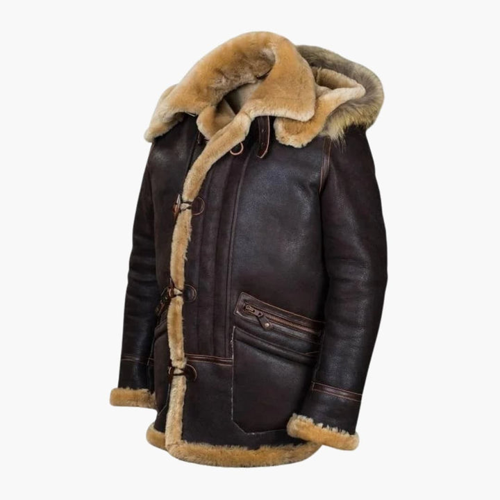 Herren Winterjacke mit Lammfellkapuze