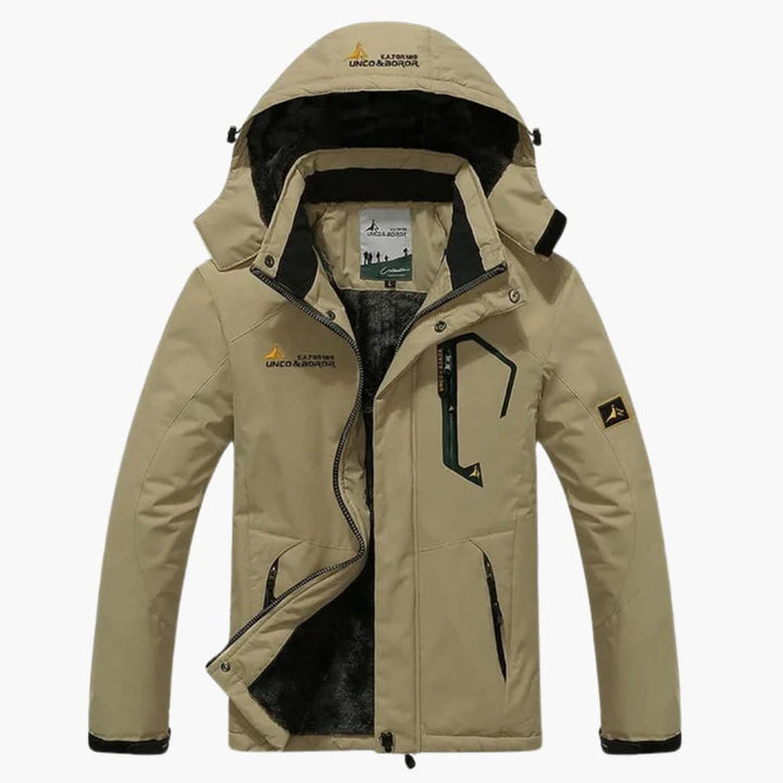 Herren Winterjacke mit Reißverschluss und abnehmbarer Kapuze