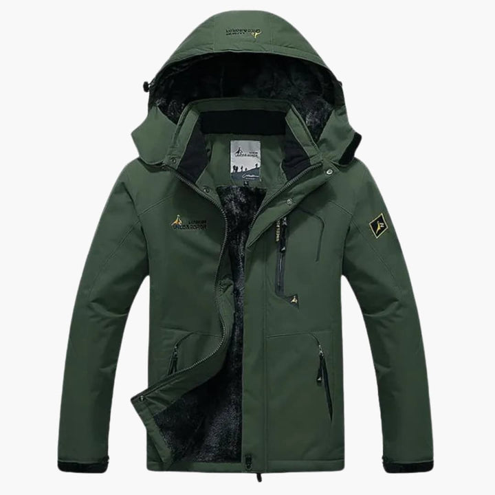 Herren Winterjacke mit Reißverschluss und abnehmbarer Kapuze