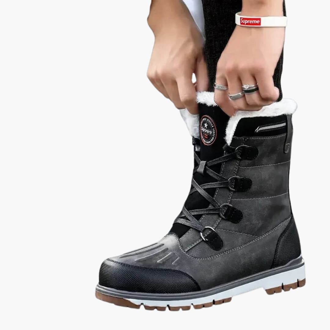 Herren Winterstiefel mit Schnürverschluss und Gummilaufsohle