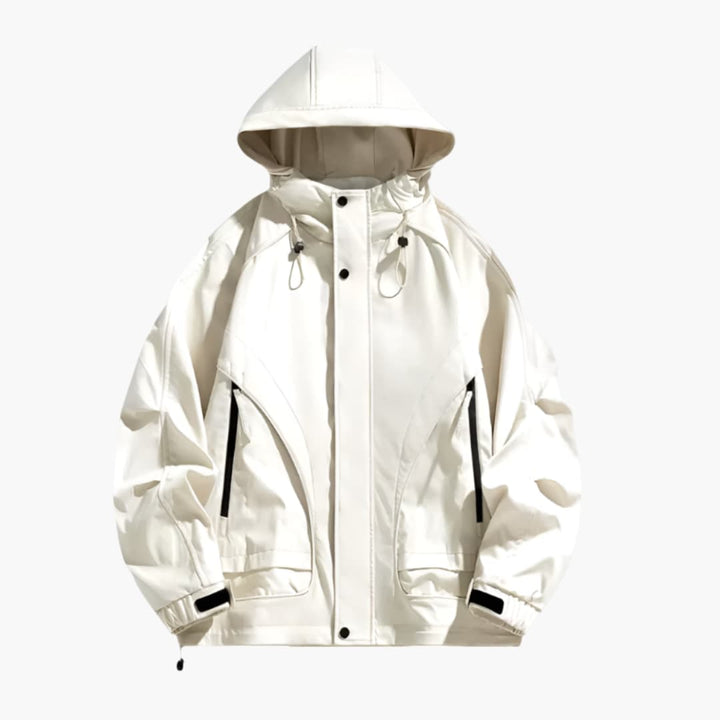 Herrenjacke mit Kapuze Reißverschluss und Fronttaschen