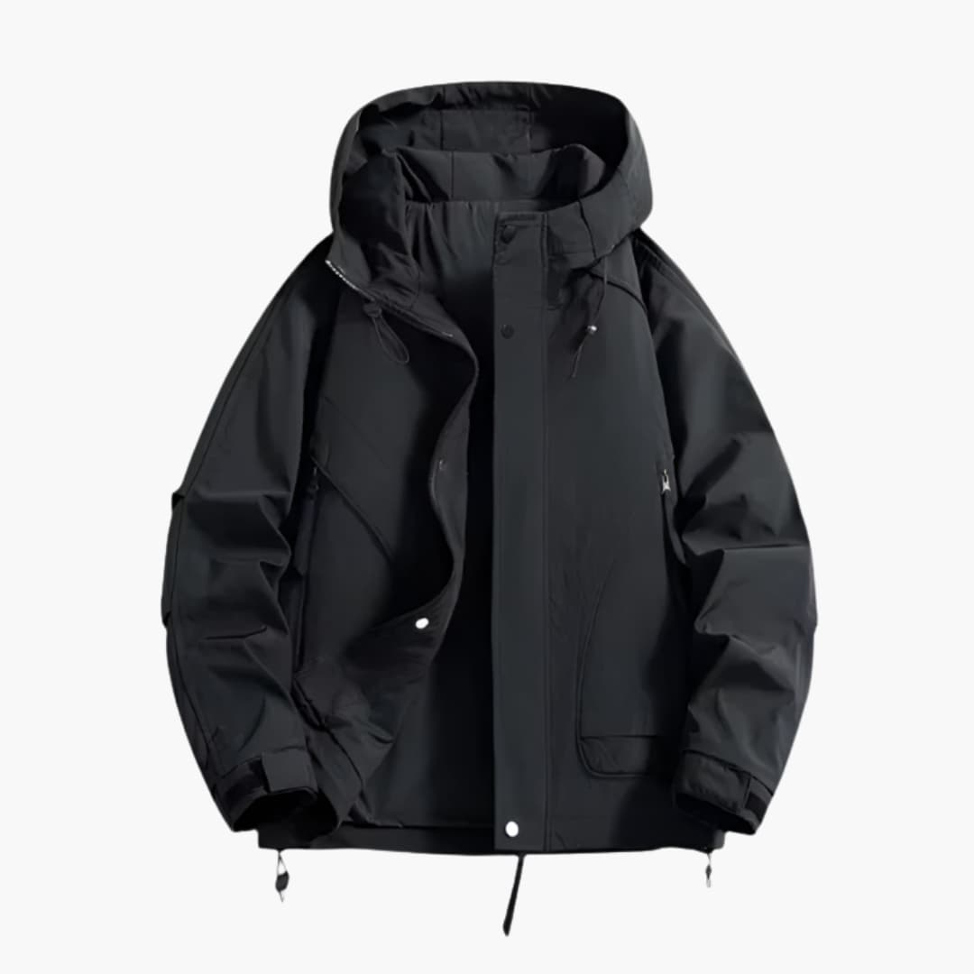 Herrenjacke mit Kapuze Reißverschluss und Fronttaschen