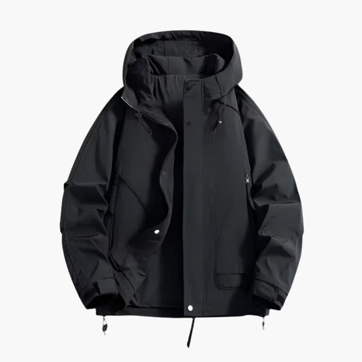 Herrenjacke mit Kapuze Reißverschluss und Fronttaschen
