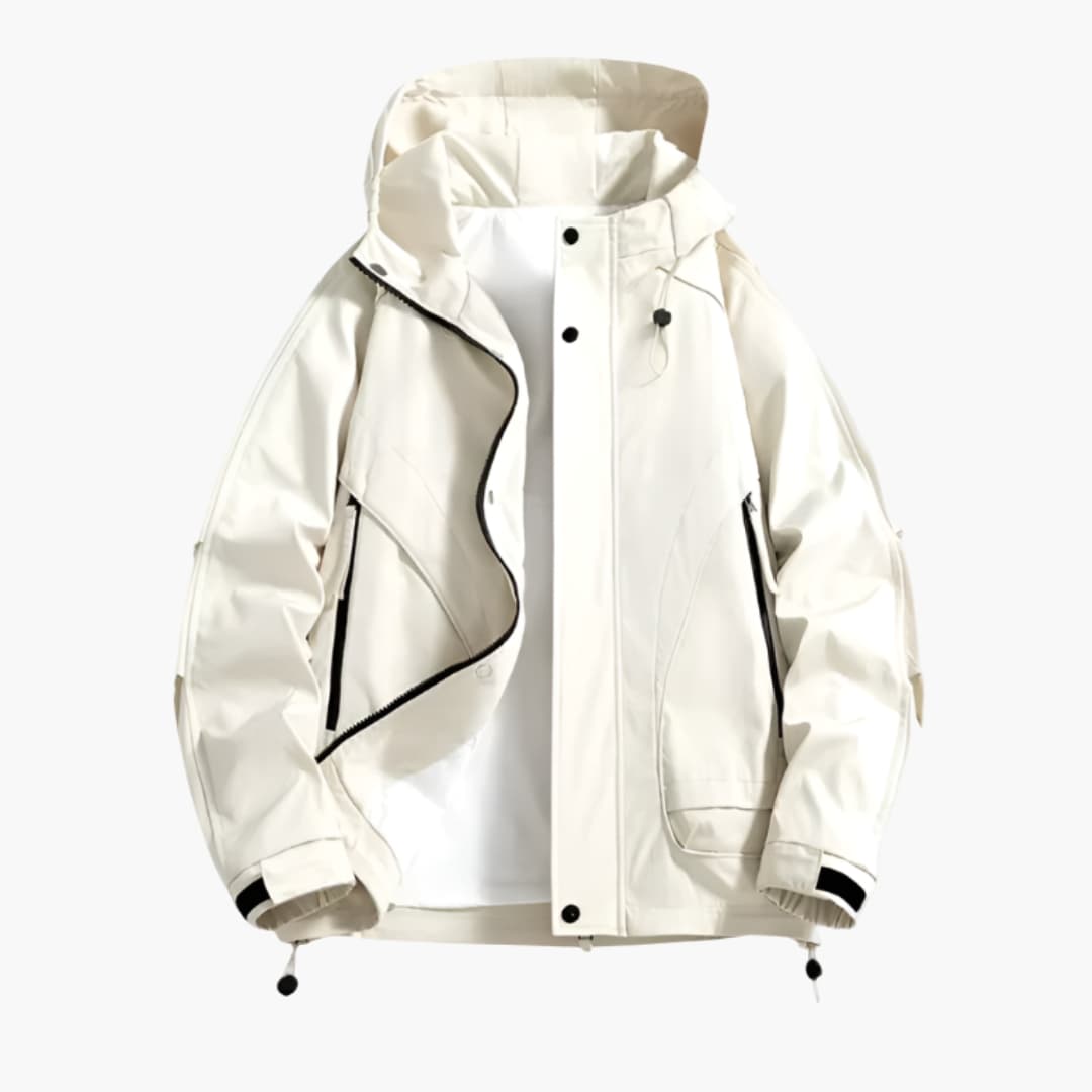 Herrenjacke mit Kapuze Reißverschluss und Fronttaschen