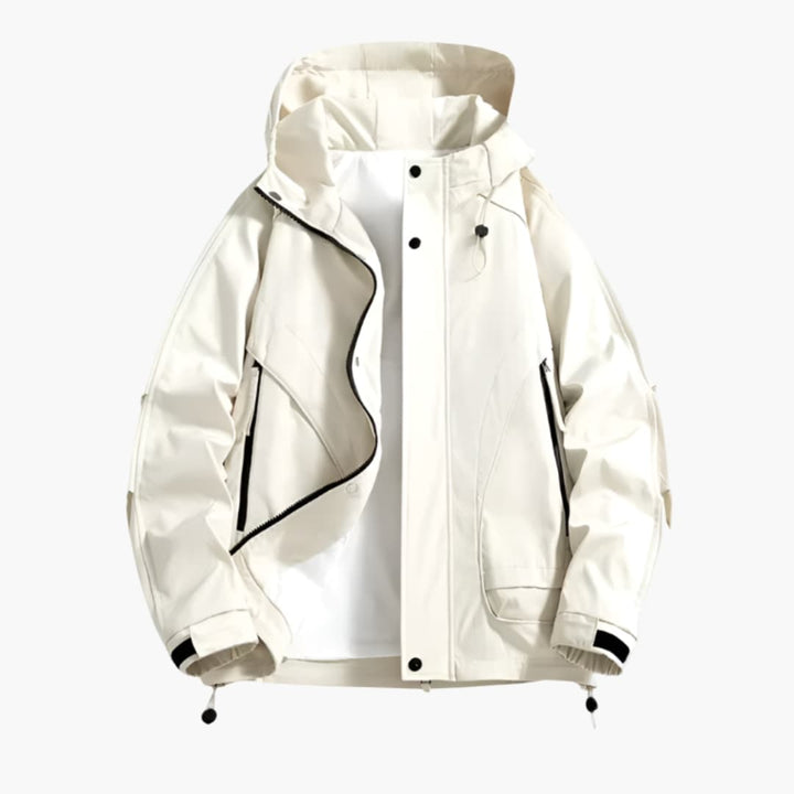 Herrenjacke mit Kapuze Reißverschluss und Fronttaschen