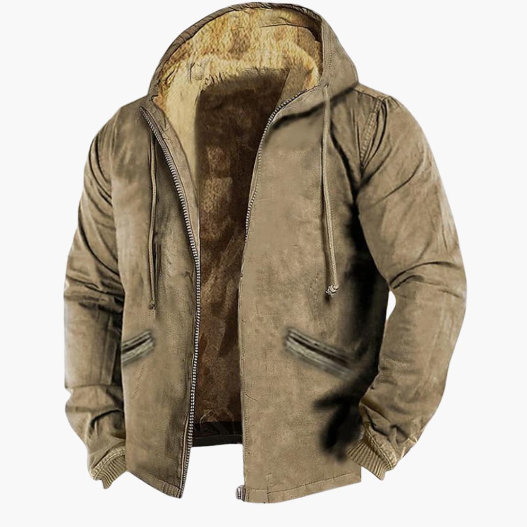 Herren Kapuzenjacke mit Reißverschluss und gefüttertem Innenbereich