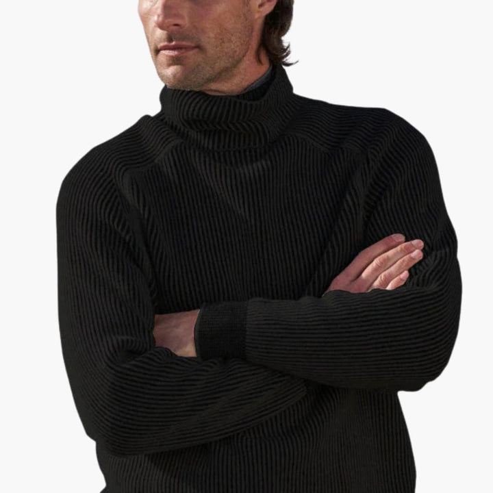 Herren pullover mit Rollkragen und Rippstruktur