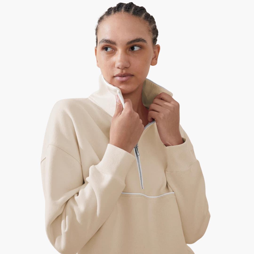 Hochkragen Zipper Pullover für Damen