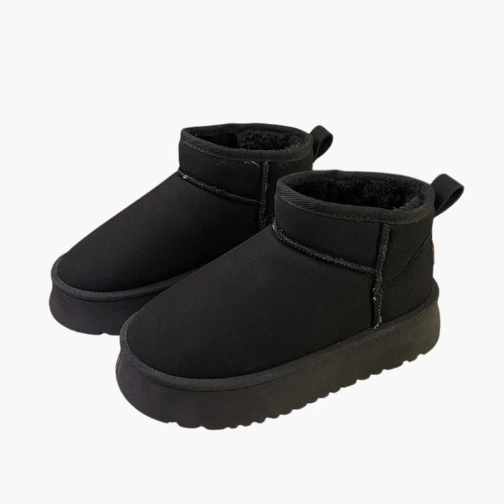 Plateau Mini Stiefel mit Lammfellfutter und dicker Sohle