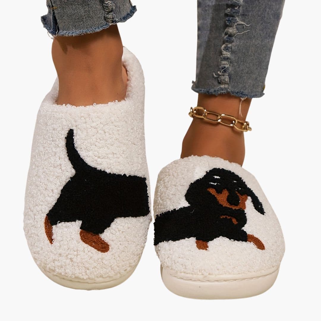 Unisex Hausschuhe mit Cartoon Hundemotiv