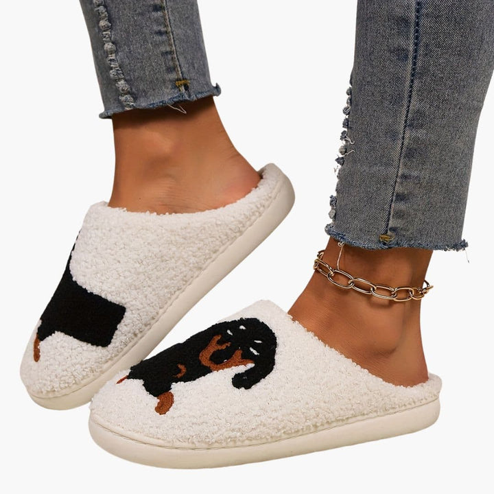 Unisex Hausschuhe mit Cartoon Hundemotiv
