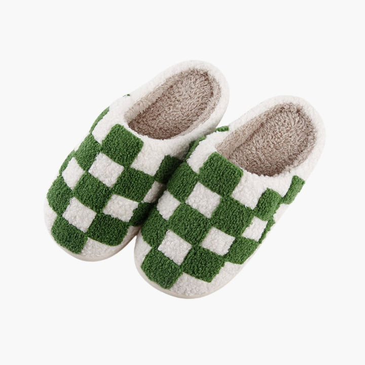 Unisex Hausschuhe mit Karomuster und dicker Sohle