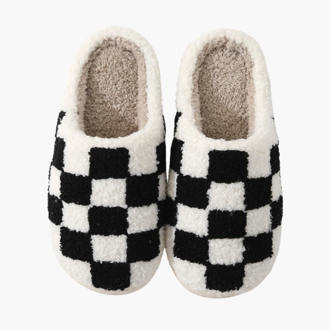 Unisex Hausschuhe mit Karomuster und dicker Sohle