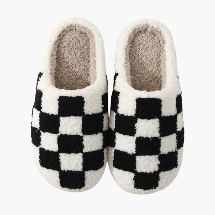 Unisex Hausschuhe mit Karomuster und dicker Sohle