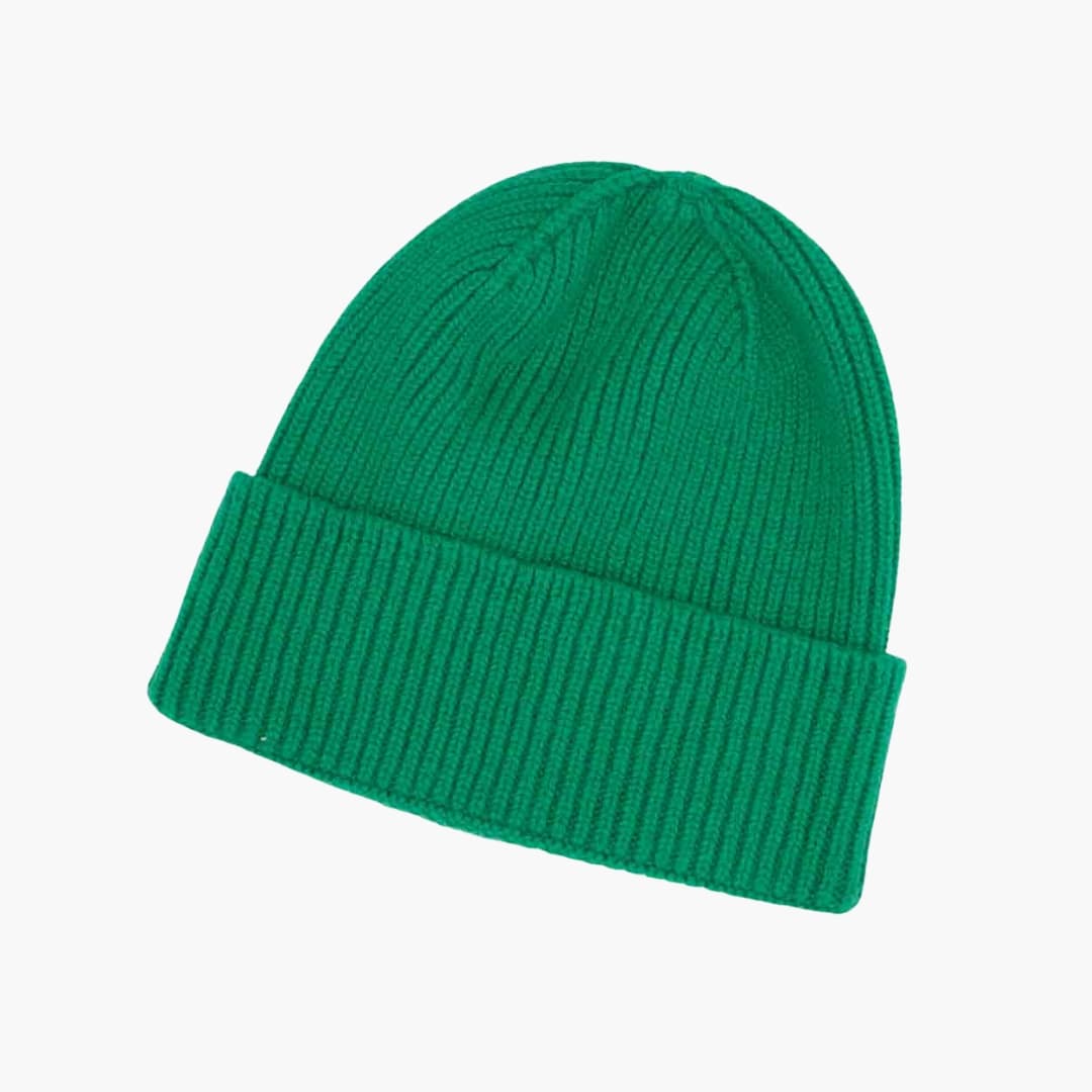 Unisex Rib Knit Beanie with Elastic Edge and Tapered Fit