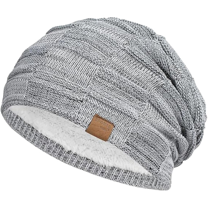 Unisex Strick Beanie mit Slouch Schnitt und Fleece Futter