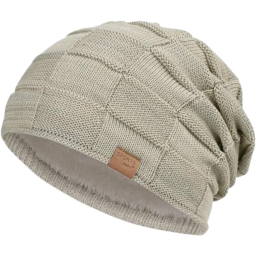 Unisex Strick Beanie mit Slouch Schnitt und Fleece Futter